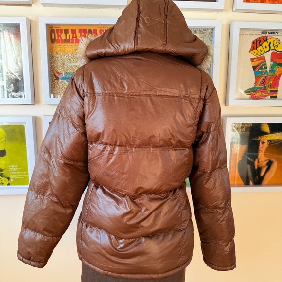 Y2K Brown Puffer Jacket with Faux Fur hood - Picture 2 of 13